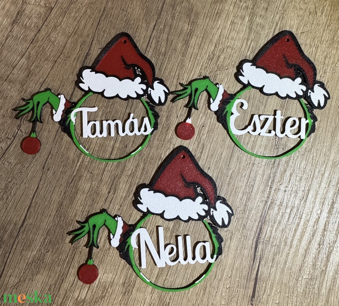 Grincs karácsonyfadísz  személyre szabható névvel - karácsony - karácsonyi lakásdekoráció - karácsonyfadíszek - Meska.hu