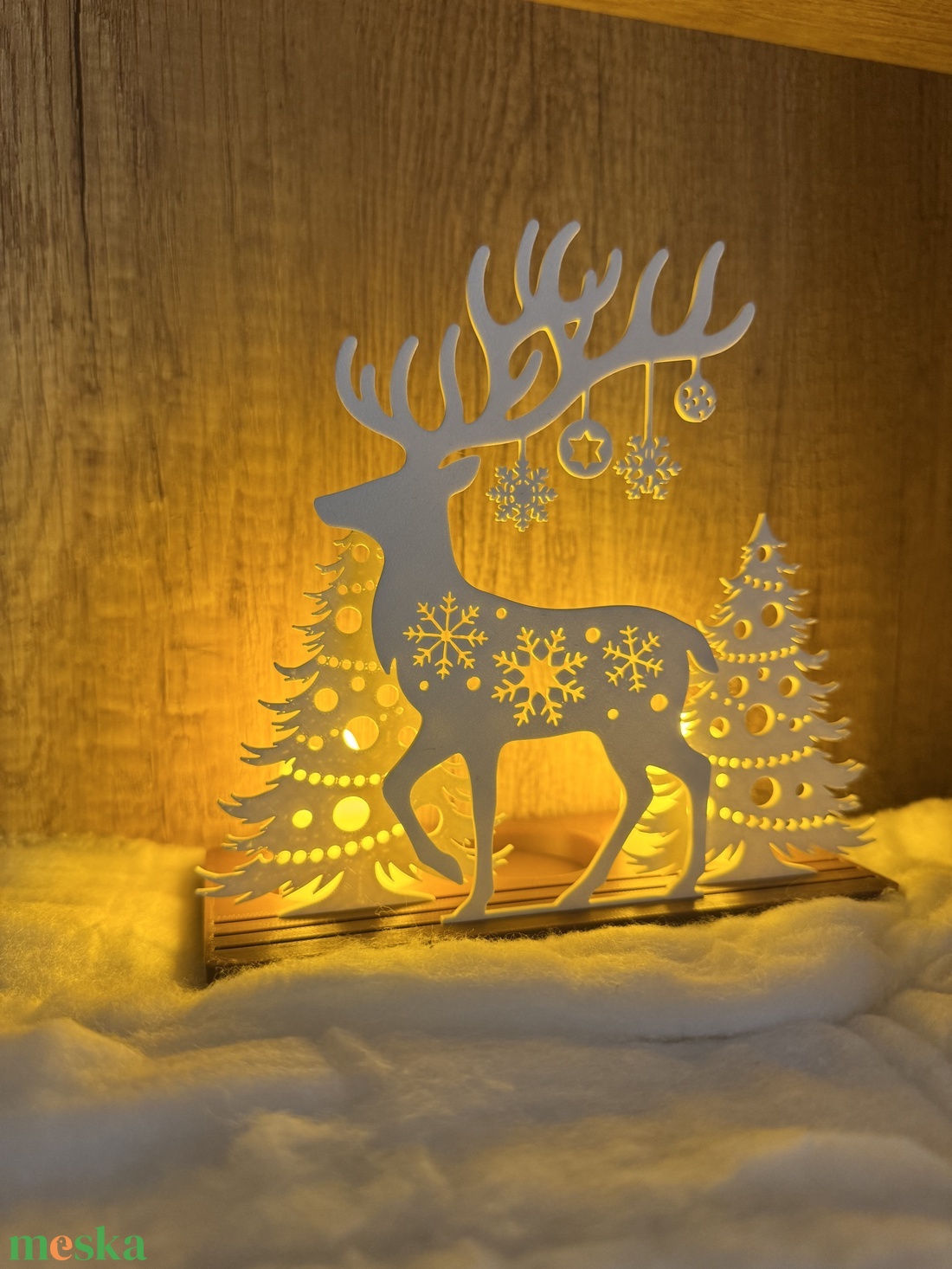 Téli asztali dísz  LED-es mécsestartó dekoráció - karácsony - adventi díszek - adventi asztaldísz - Meska.hu