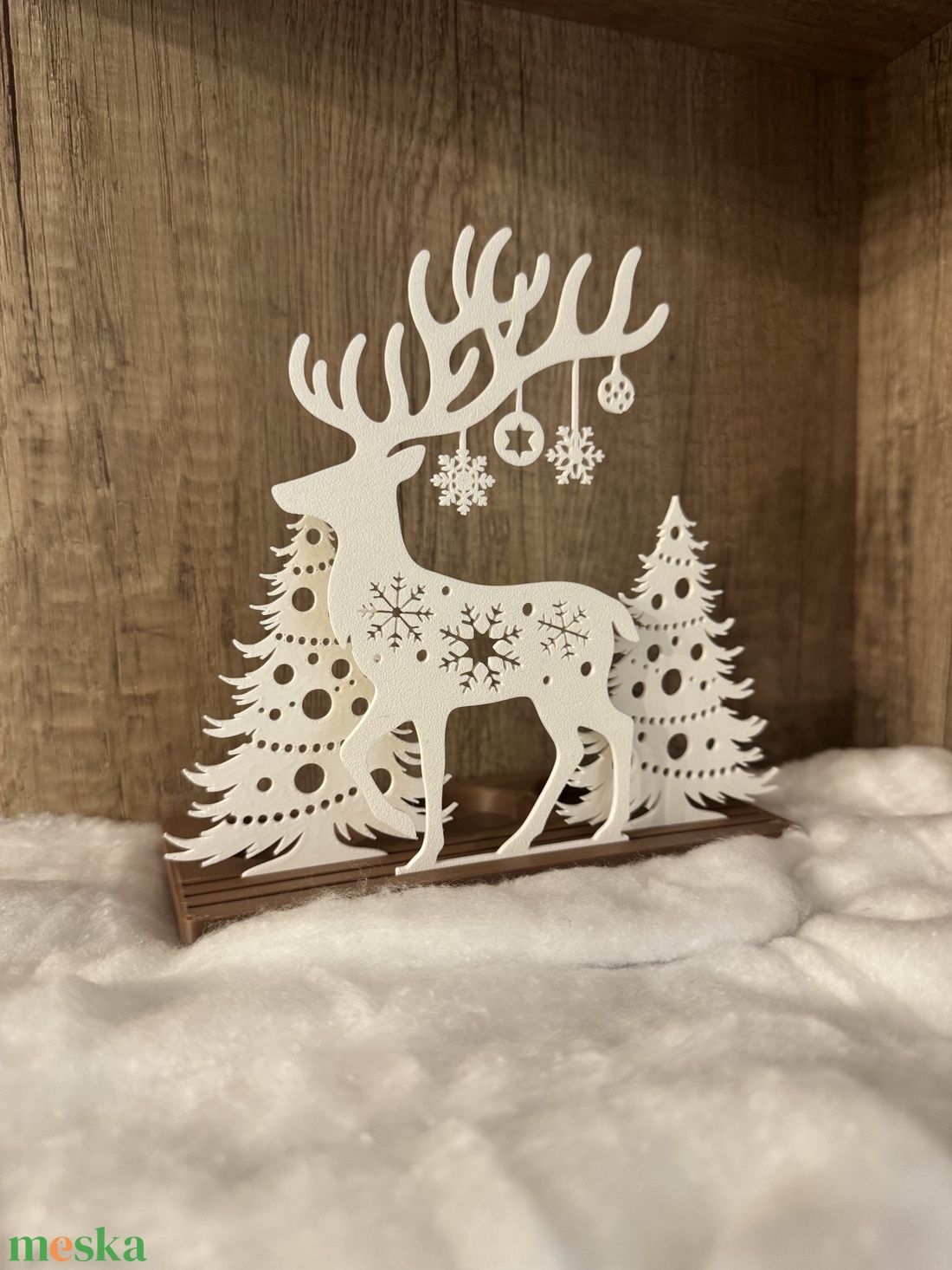 Téli asztali dísz  LED-es mécsestartó dekoráció - karácsony - adventi díszek - adventi asztaldísz - Meska.hu