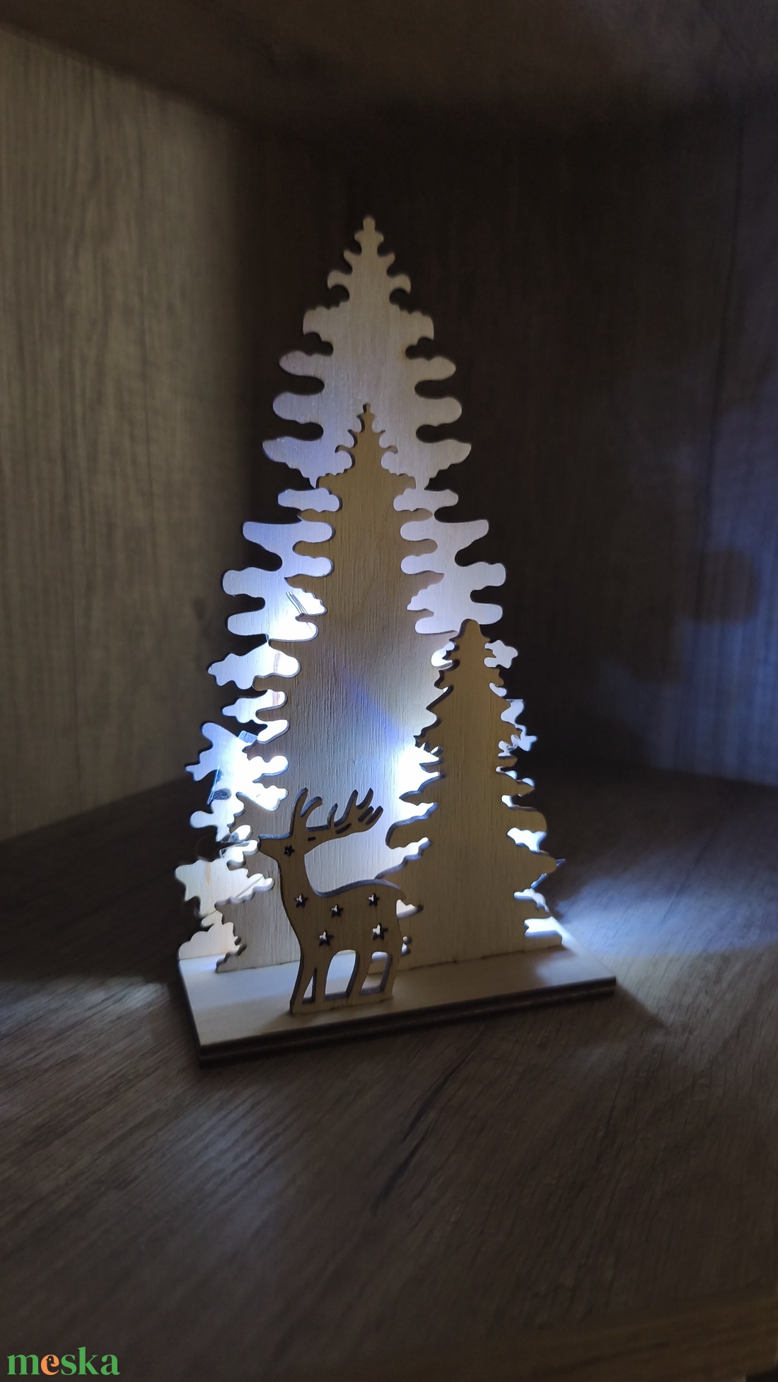 Többrétegű LED-es fa dísz  lézervágott karácsonyi látványdekor - karácsony - adventi díszek - adventi asztaldísz - Meska.hu