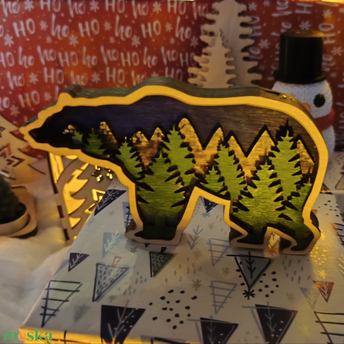 Többrétegű fa medve dekor  5 rétegű lézervágott dísz - otthon & életmód - dekoráció - asztal és polc dekoráció - asztaldísz - Meska.hu