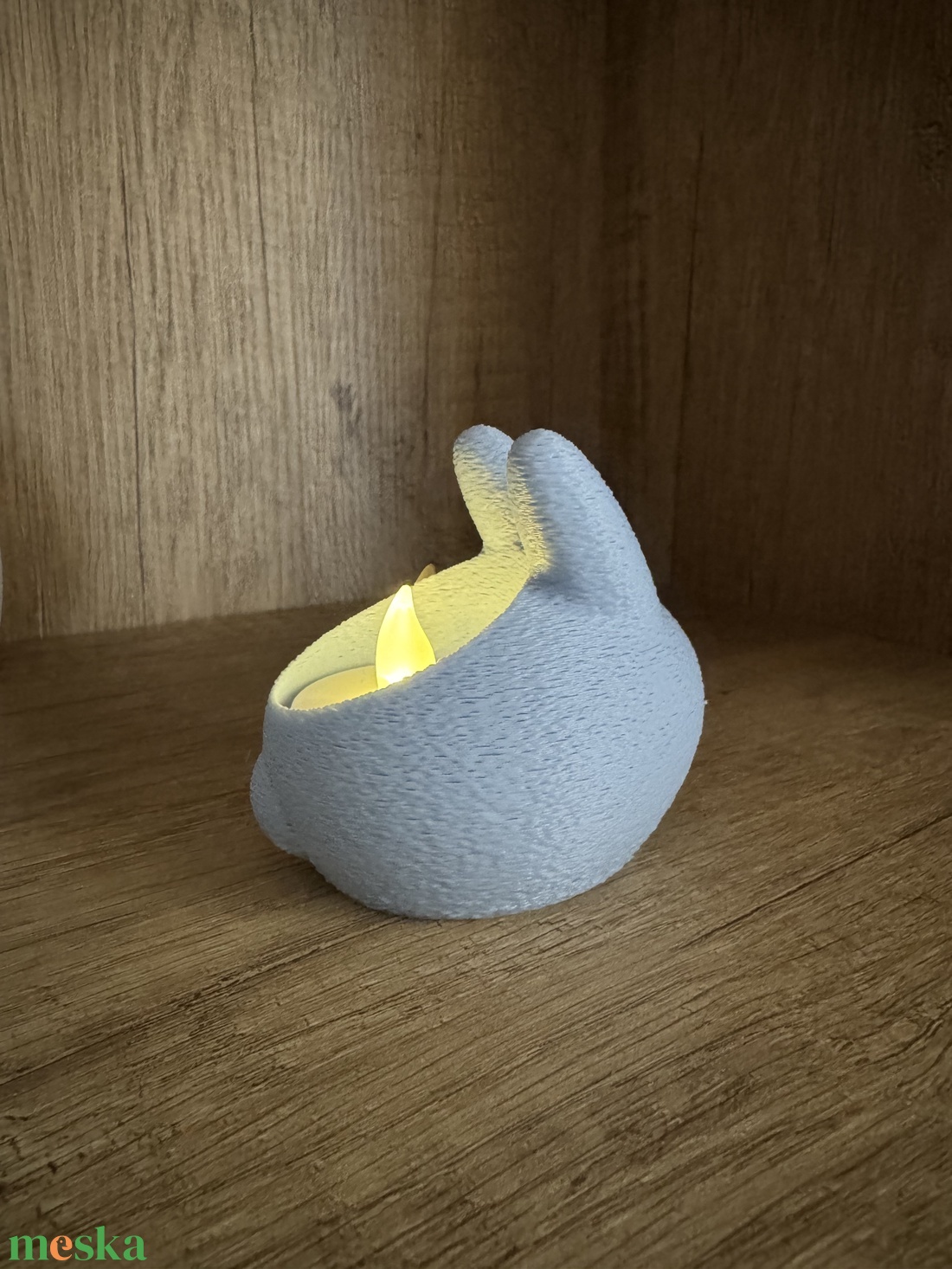 Nyuszis mécsestartó - ünnepi díszek, dekorációk - húsvéti díszek és dekorációk - húsvéti asztaldíszek - Meska.hu