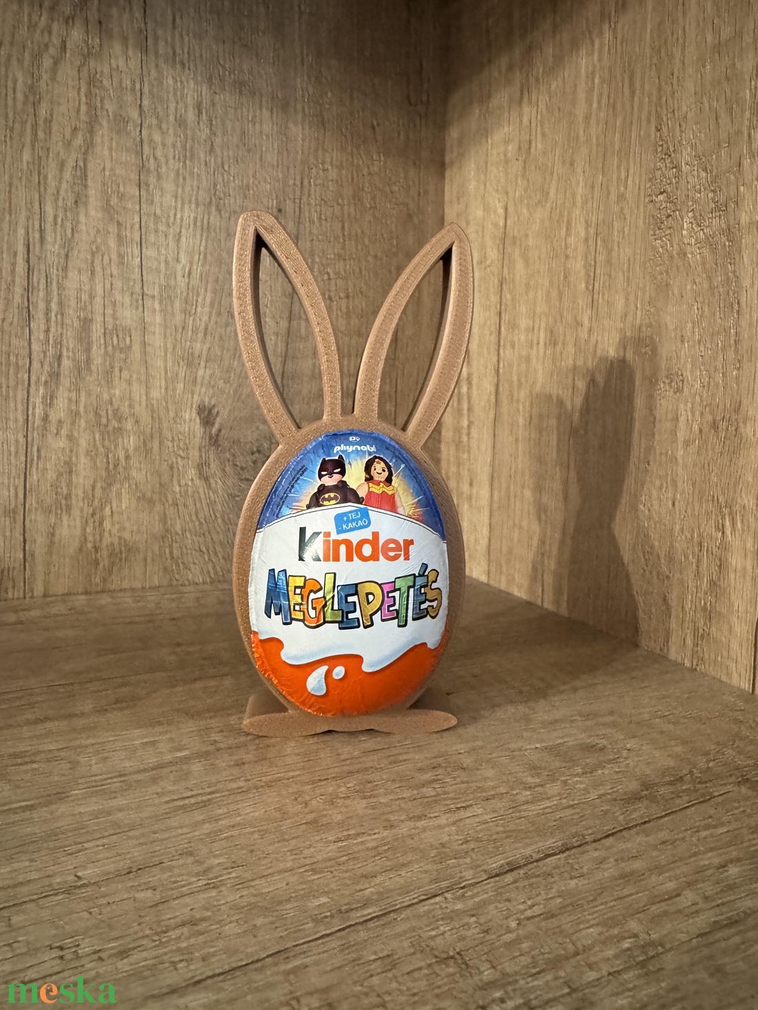 Nyuszis kinder tojás tartó - ünnepi díszek, dekorációk - húsvéti díszek és dekorációk - húsvéti ajándékátadó - Meska.hu