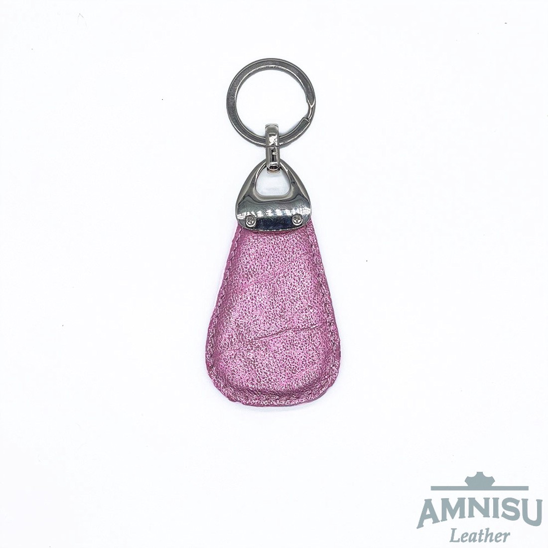 Metál rózsaszín csepp alakú swarovski köves bőr kulcstartó H4001 - táska & tok - kulcstartó & táskadísz - kulcstartó - Meska.hu