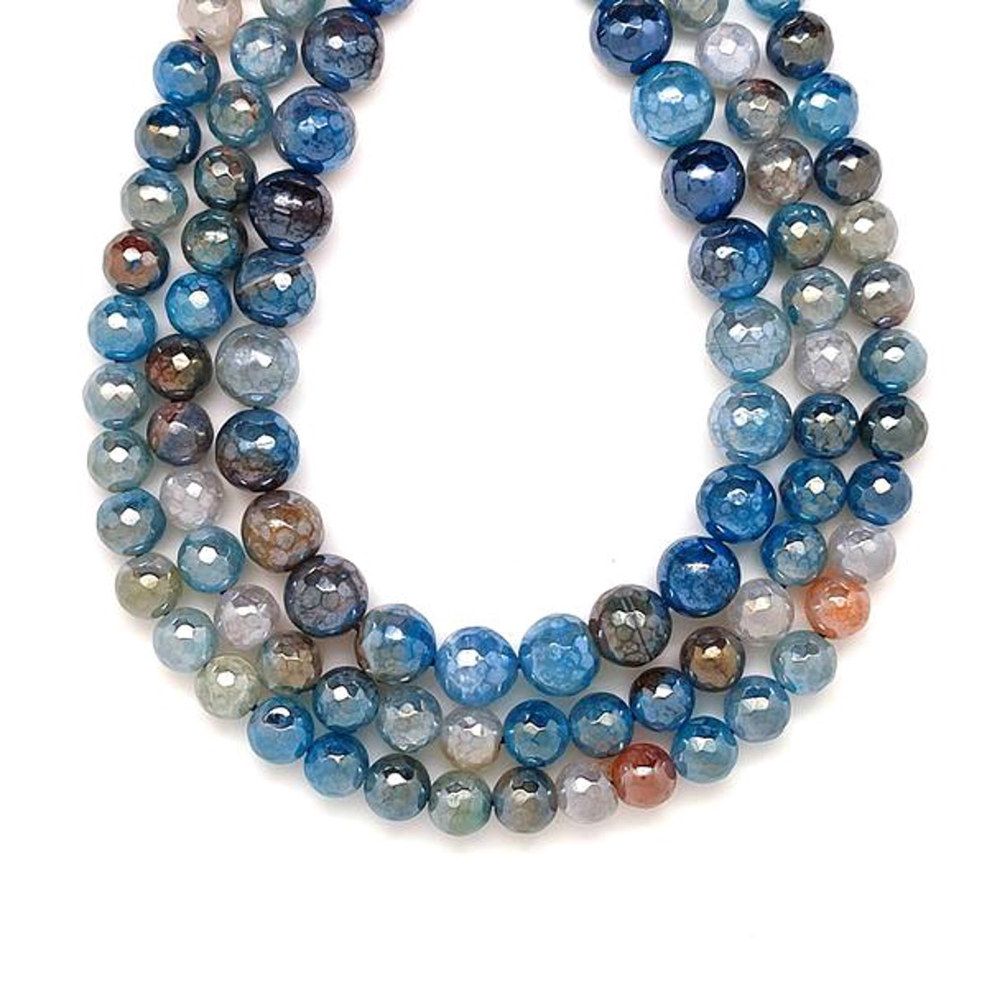 Achát fazettált aura szinezett kék golyó 10mm� ékszerkészítő alapanyag (füzér) - kellékek & szerszámok - ásvány alapanyag - ásványfüzér - Meska.hu