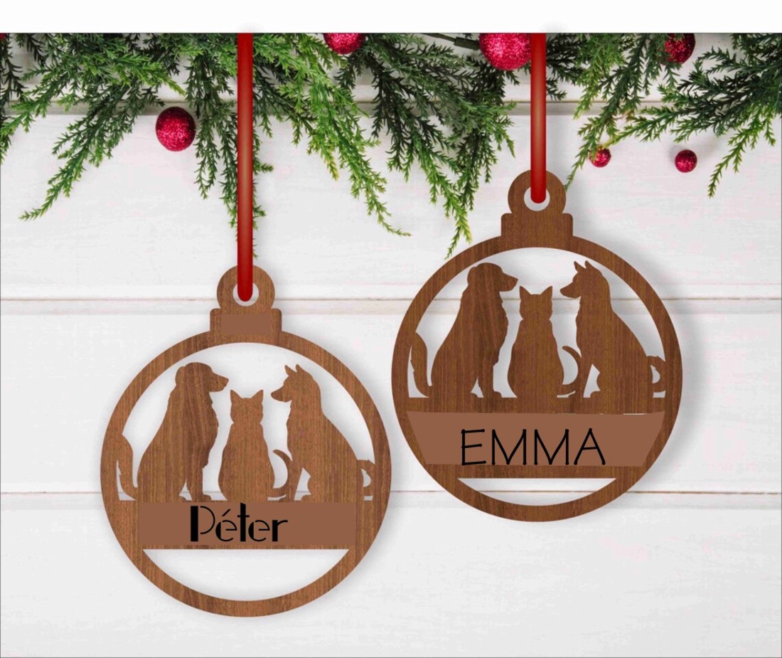 Karácsonyfadísz megszemélyesítve  kutya és macska -  - Meska.hu