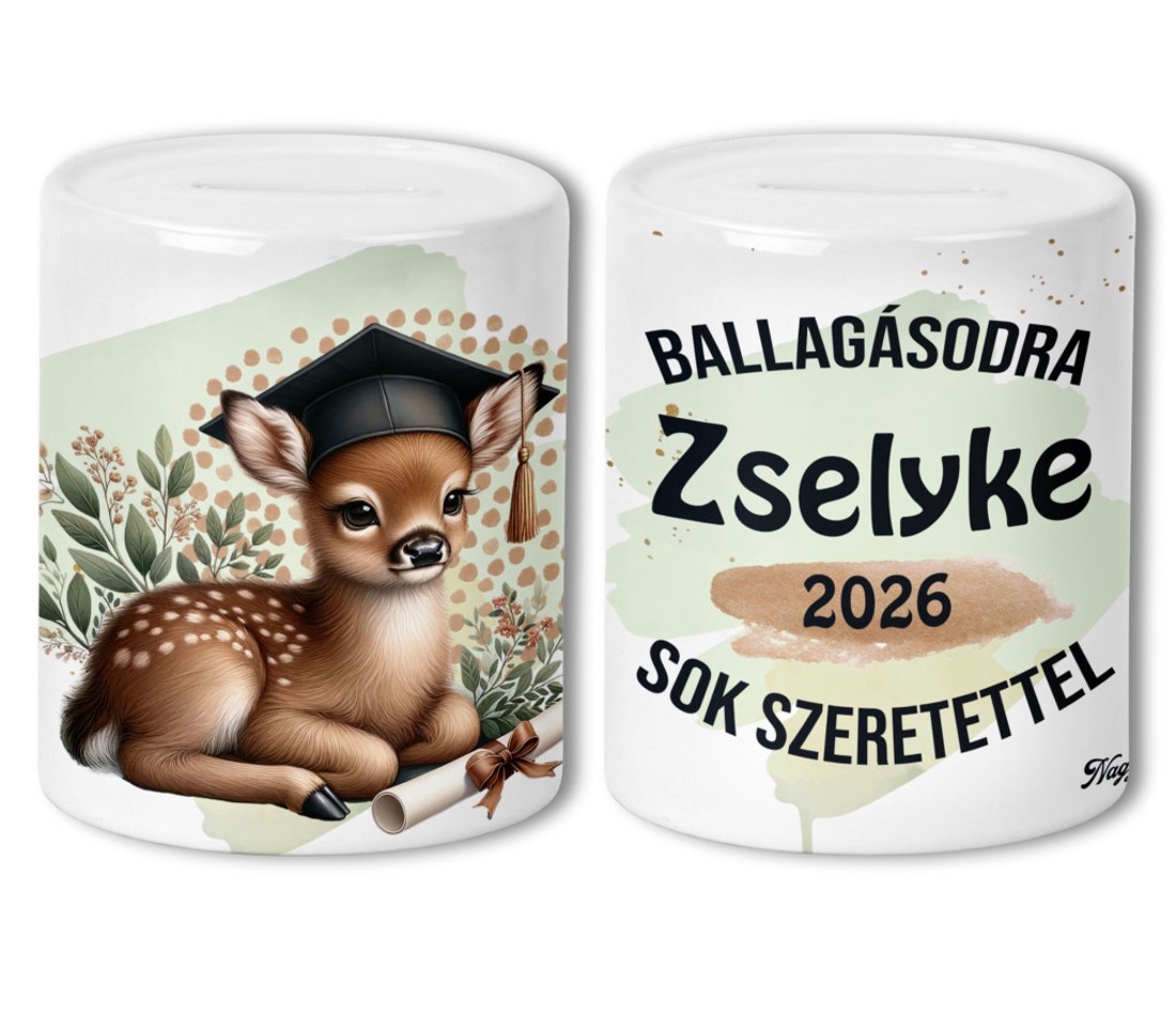 Névvel kérhető Szarvas - 2026 évi Ballagásra mintás persely -  - Meska.hu