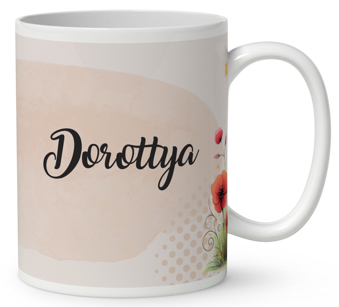 Névvel kérhető - Huncut pipacs tündérlány és aranyhold mintás bögre - otthon & életmód - konyhafelszerelés, tálalás - tálalás - bögre & csésze - Meska.hu