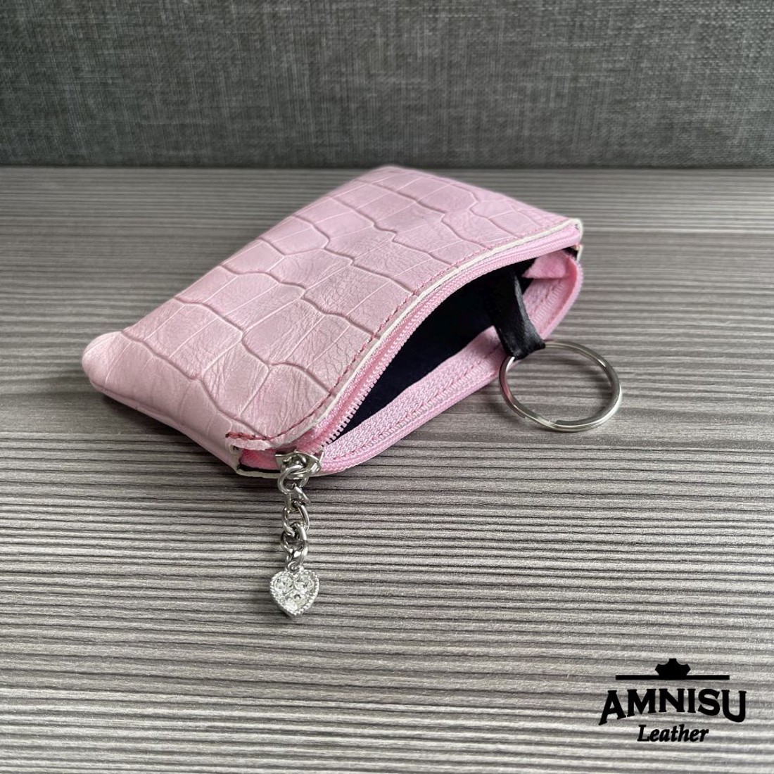 Rózsaszín krokkómintás egy cipzáras kulcstartó A4006 - táska & tok - kulcstartó & táskadísz - kulcstartó - Meska.hu