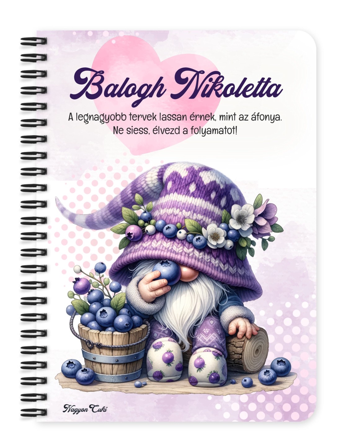 Személyre szabható - Cuki áfonyás manó mintás A5-ös füzet - otthon & életmód - papír, írószer - jegyzetfüzet & napló - Meska.hu