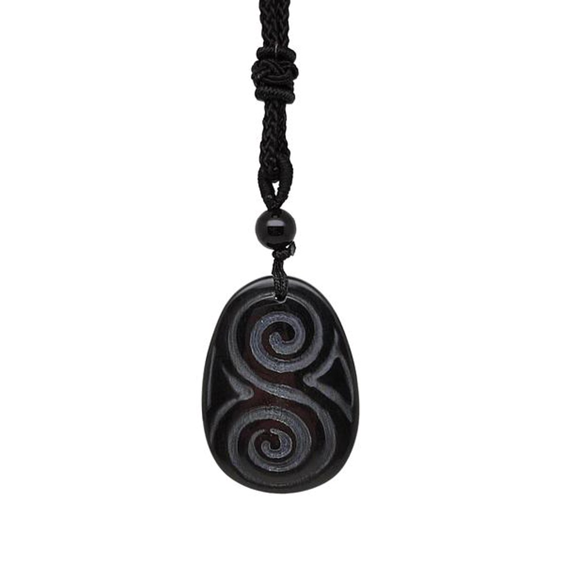 Csepp maori obszidián medál zsinóron 2,5x3,5cm - ékszer - nyaklánc - medál - Meska.hu