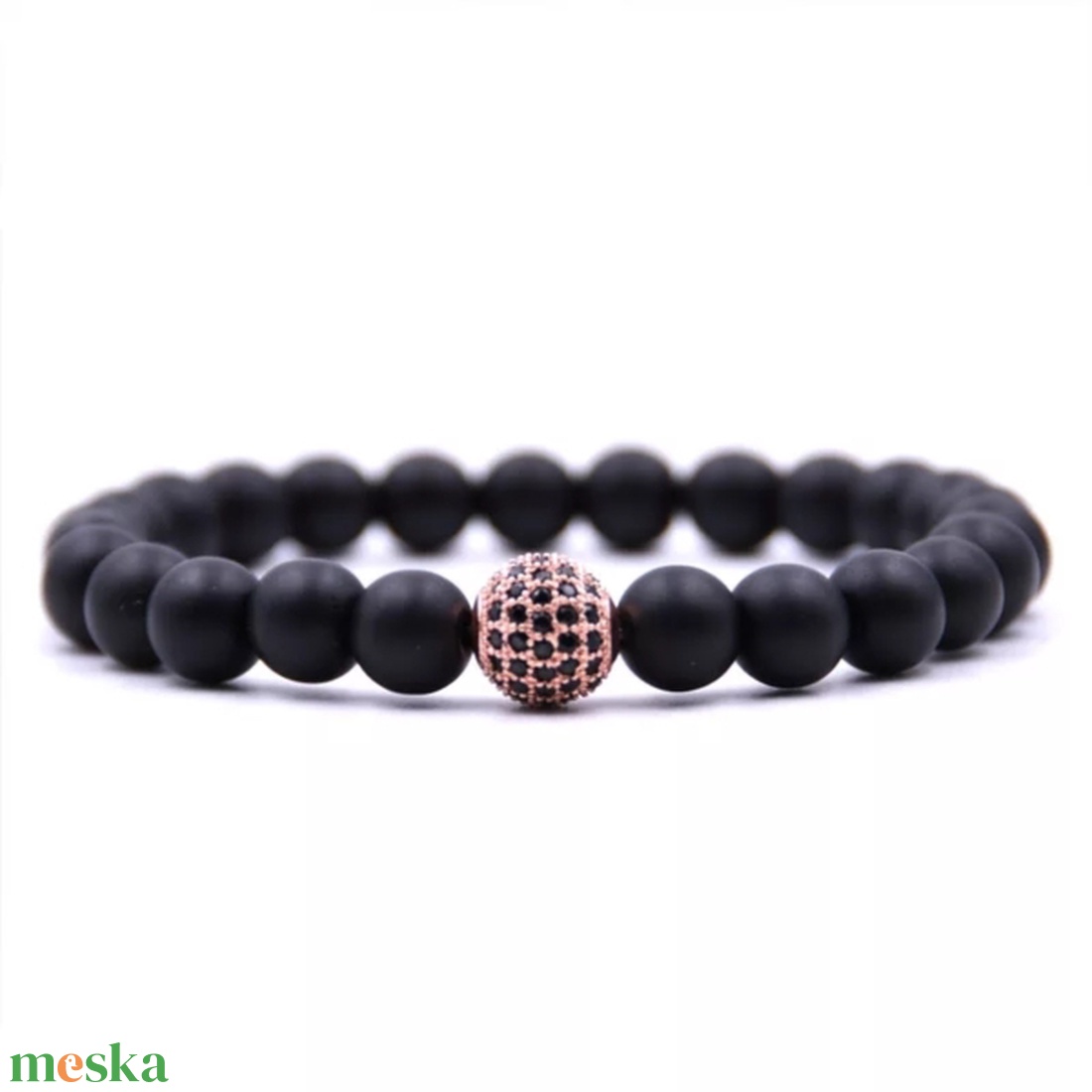 Álomszép cirkon gömb LUXURY ásványkarkötő rosegold - ékszer - karkötő - ásványkarkötő - Meska.hu