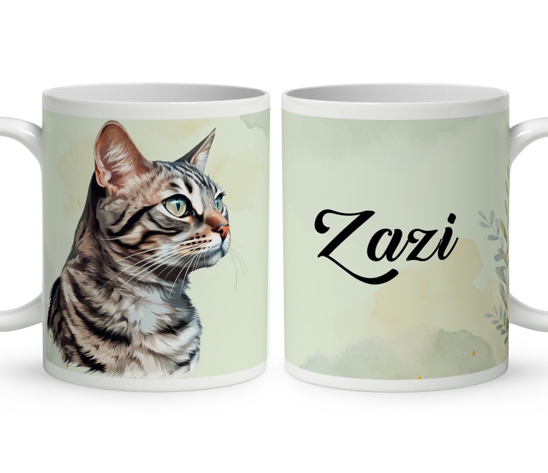 Névvel kérhető - Kaliforniai pöttyös macska portré mintás bögre - otthon & életmód - konyhafelszerelés, tálalás - tálalás - bögre & csésze - Meska.hu