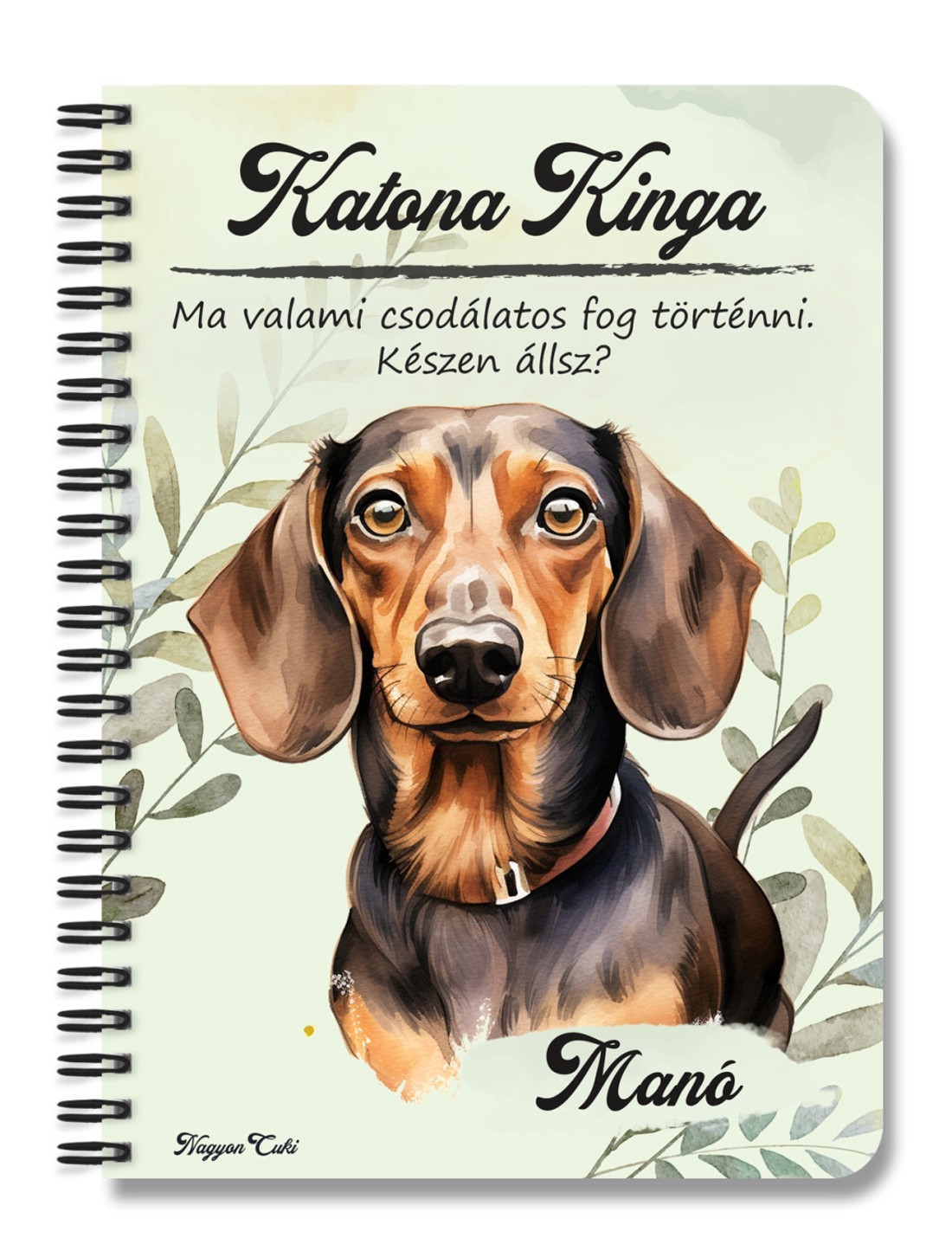 Személyre szabható - Barna rövidszőrű tacskó portré mintás A5-ös füzet - otthon & életmód - papír, írószer - jegyzetfüzet & napló - Meska.hu