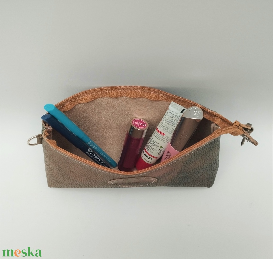 Zöld-bronz színátmenetes bőr cipzáros neszesszer Barchetta 021 Max - táska & tok - neszesszer - Meska.hu