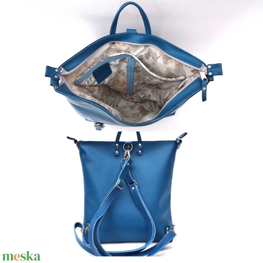Kék bőr válltáska és hátizsák City M 036 - táska & tok - variálható táska - Meska.hu