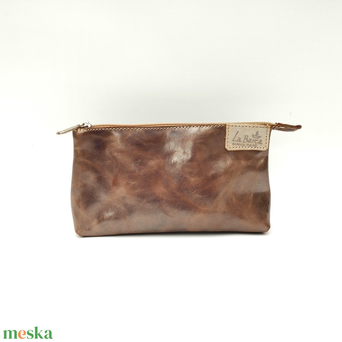 Lilásbarna selyemfényű bőr cipzáros neszesszer Barchetta 039 Max - táska & tok - neszesszer - Meska.hu