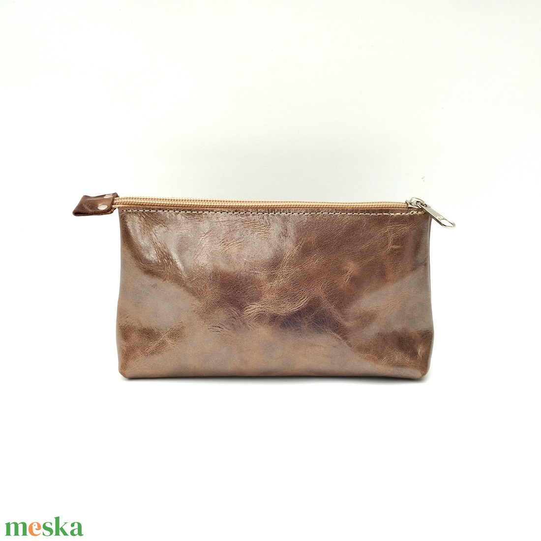 Lilásbarna selyemfényű bőr cipzáros neszesszer Barchetta 039 Max - táska & tok - neszesszer - Meska.hu