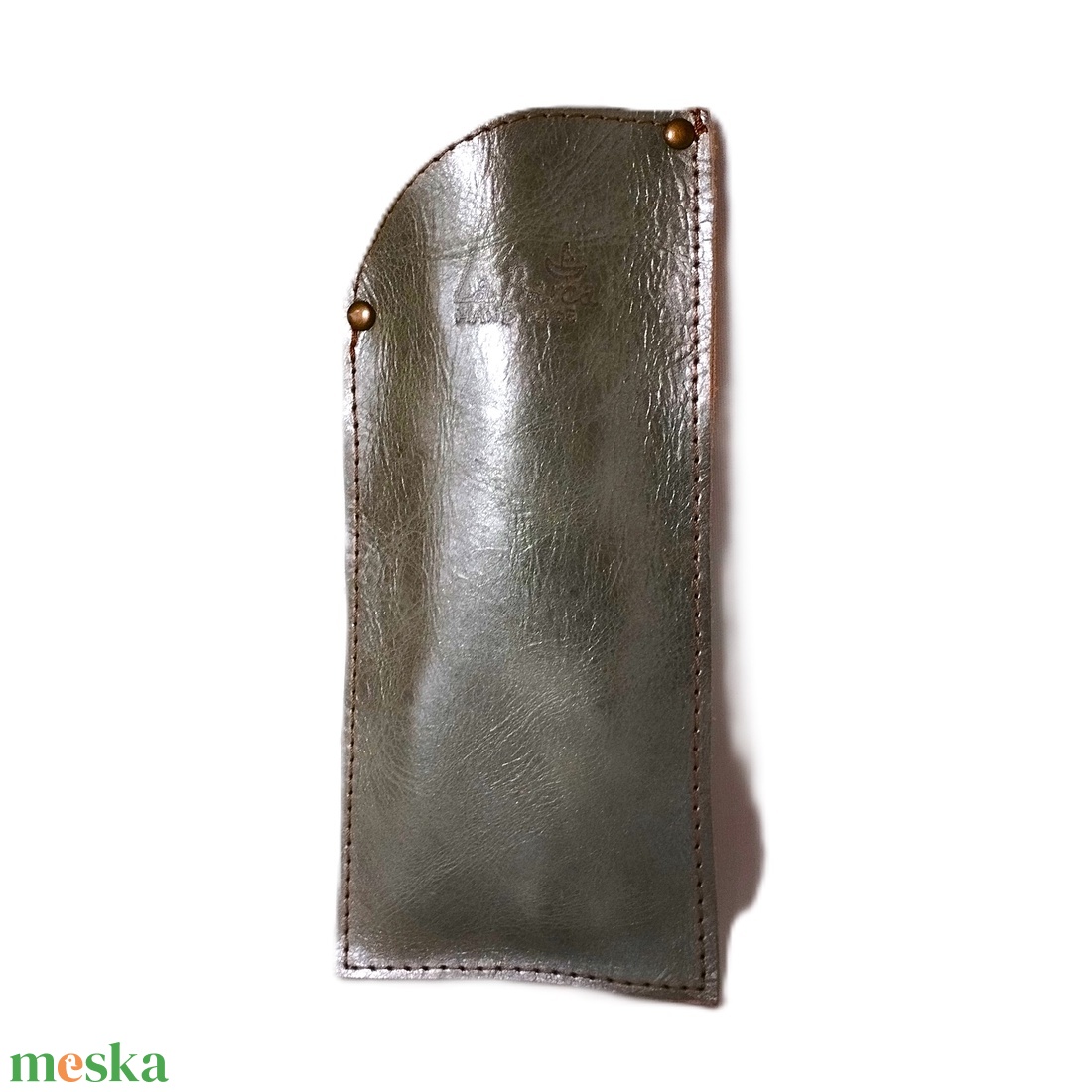 Metálfényű olajzöld bőr szemüvegtok Oculos 008 M - táska & tok - pénztárca & más tok - szemüvegtok - Meska.hu