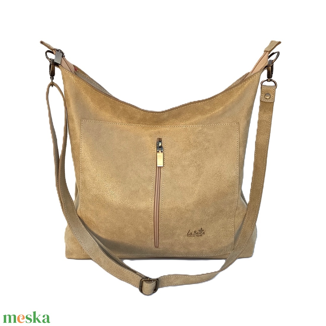 Bézs bőr válltáska - GONDOLA 028 - táska & tok - kézitáska & válltáska - válltáska - Meska.hu