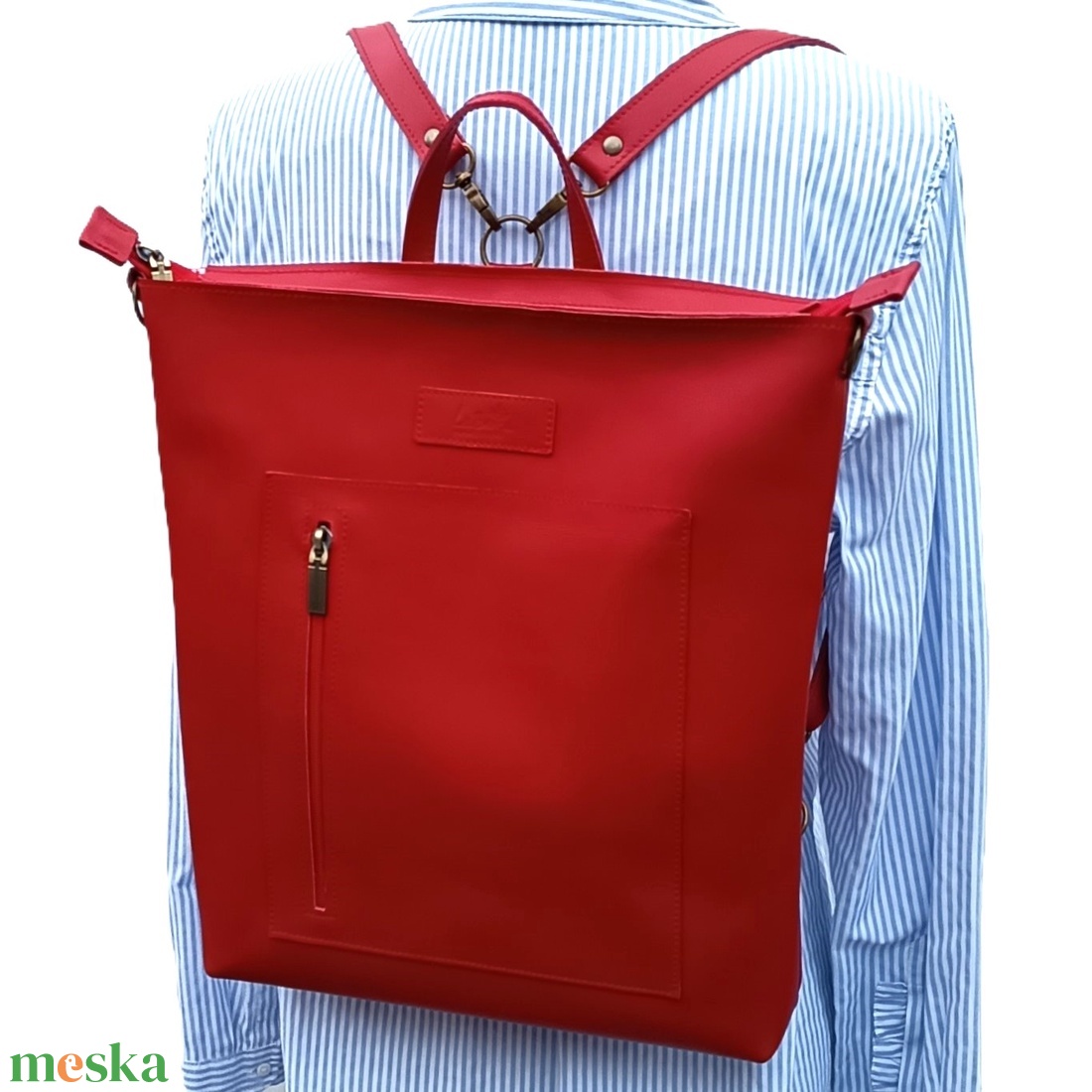 Piros bőr válltáska és hátizsák City L 011 - táska & tok - variálható táska - Meska.hu