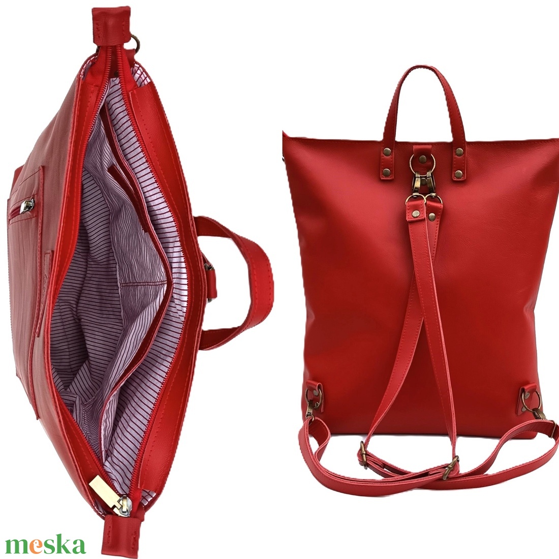 Piros bőr válltáska és hátizsák City L 011 - táska & tok - variálható táska - Meska.hu
