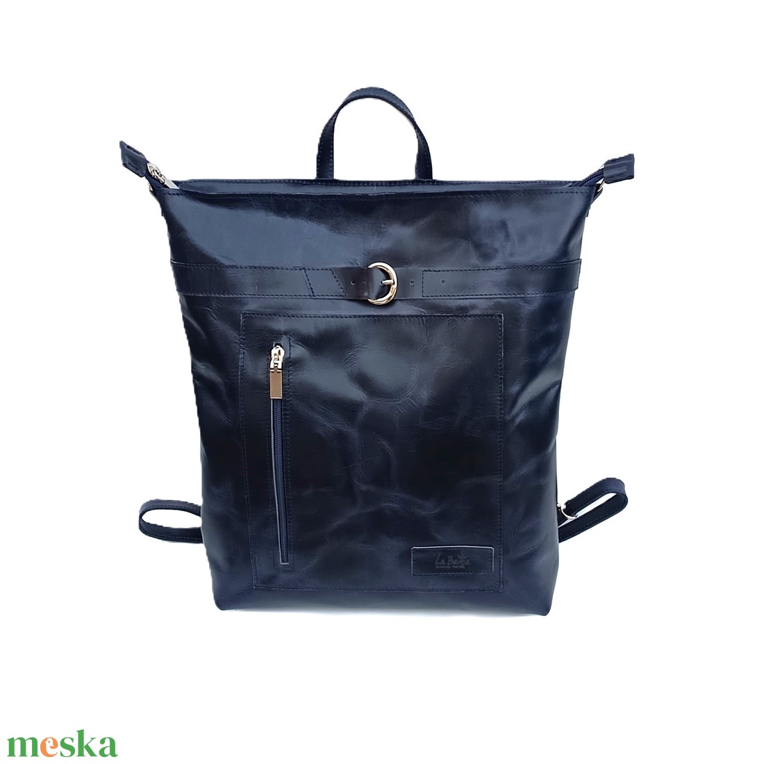 Sötétkék bőr válltáska és hátizsák City L 012 - táska & tok - variálható táska - Meska.hu