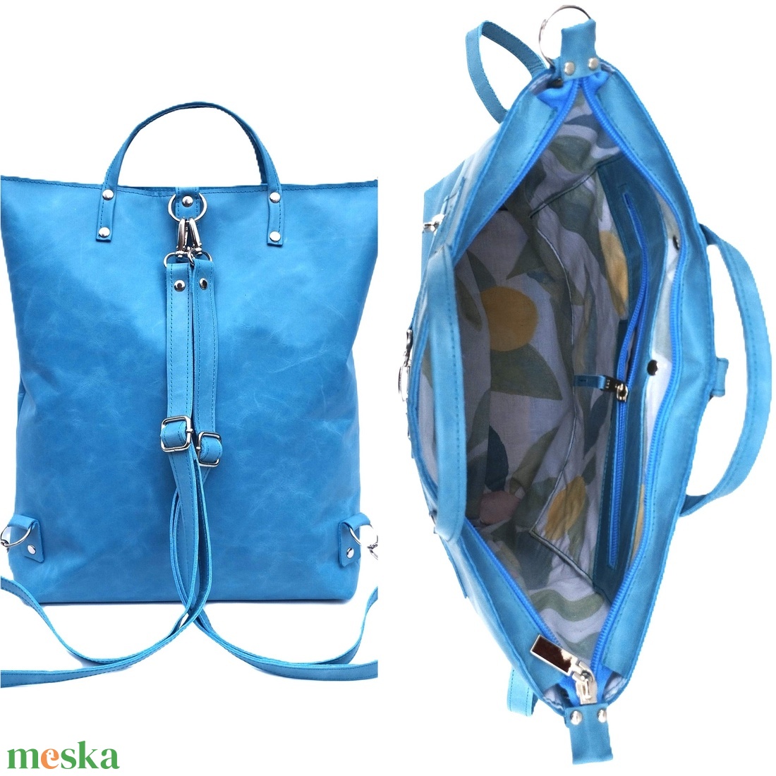 Világoskék bőr válltáska és hátizsák City L 010 - táska & tok - variálható táska - Meska.hu