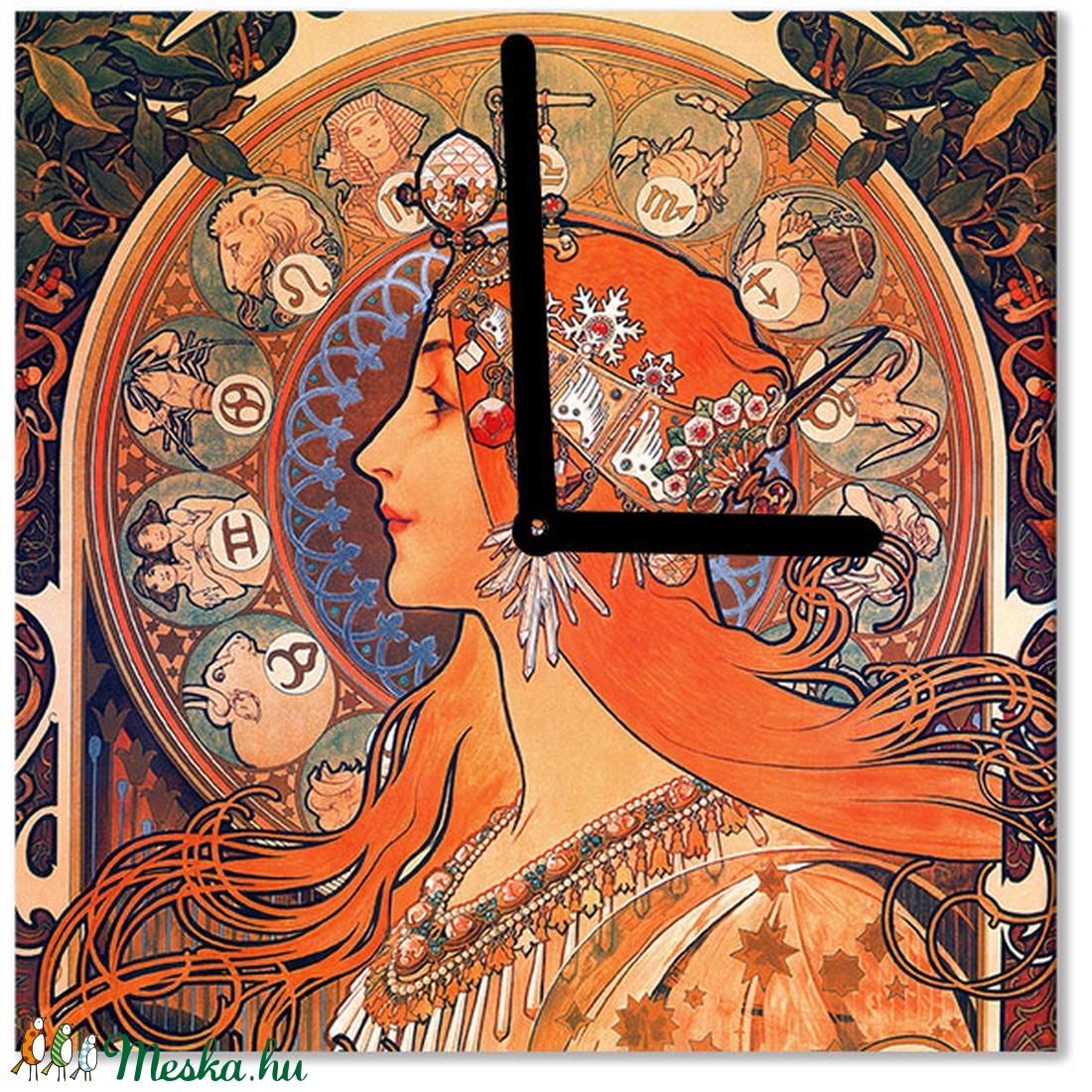 Falióra - Alfons Mucha-Zodiákus - - Meska.hu Falióra - Alfons Mucha-Zodiákus - - Meska.hu