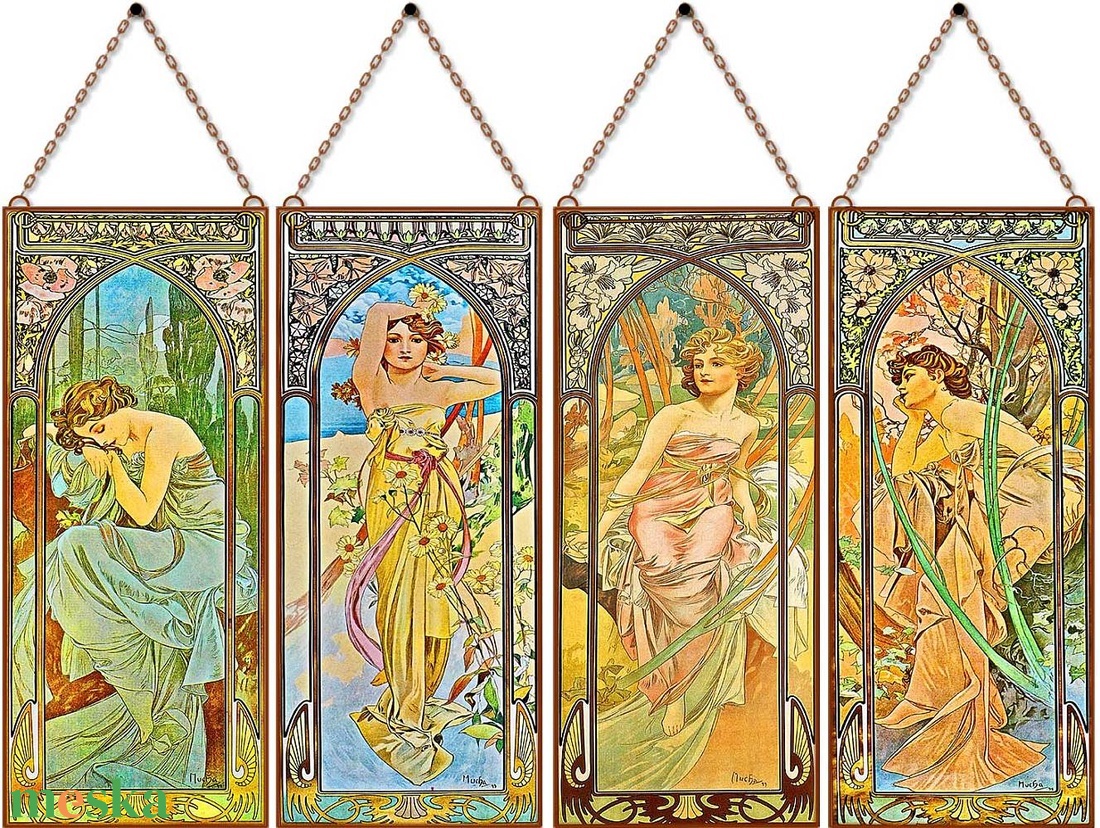 Alphonse Mucha-Napszakok (garnitúra) - otthon & életmód - dekoráció - kép & falikép - üvegkép - Meska.hu Alphonse Mucha-Napszakok (garnitúra) - otthon & életmód - dekoráció - kép & falikép - üvegkép - Meska.hu
