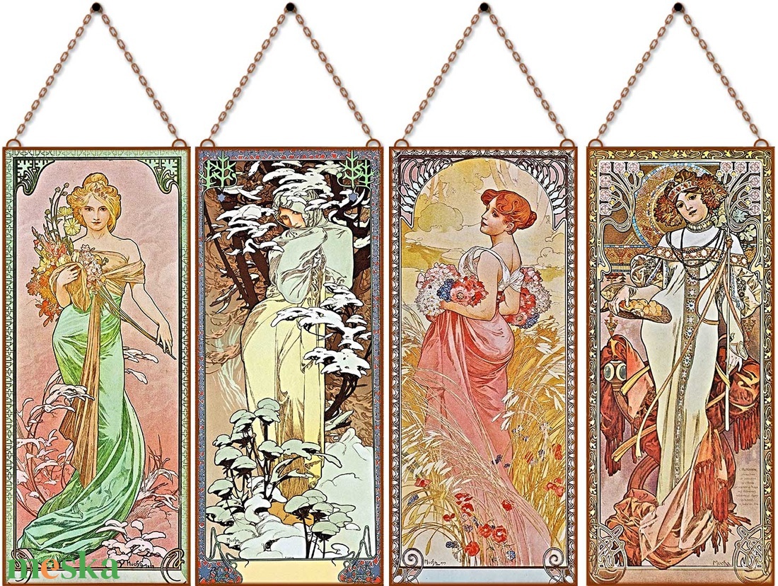 Alfons Mucha-Évszakok (garnitúra) - otthon & életmód - dekoráció - kép & falikép - üvegkép - Meska.hu Alfons Mucha-Évszakok (garnitúra) - otthon & életmód - dekoráció - kép & falikép - üvegkép - Meska.hu