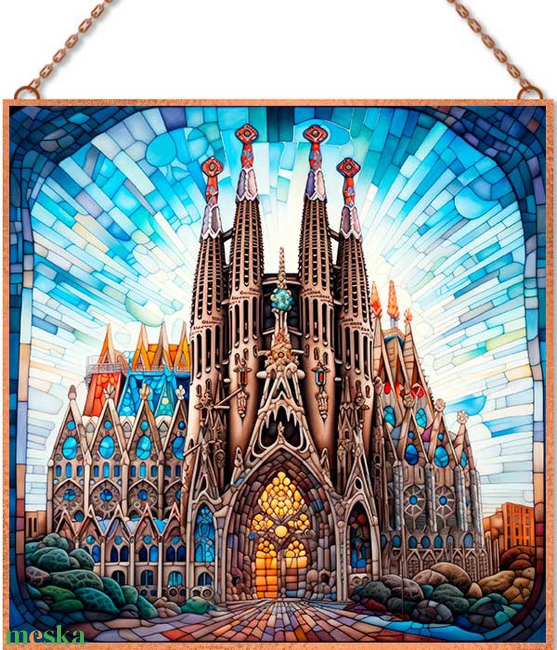 Barcelona - Ólomüveg stílusú üvegkép - otthon & életmód - dekoráció - kép & falikép - üvegkép - Meska.hu Barcelona - Ólomüveg stílusú üvegkép - otthon & életmód - dekoráció - kép & falikép - üvegkép - Meska.hu