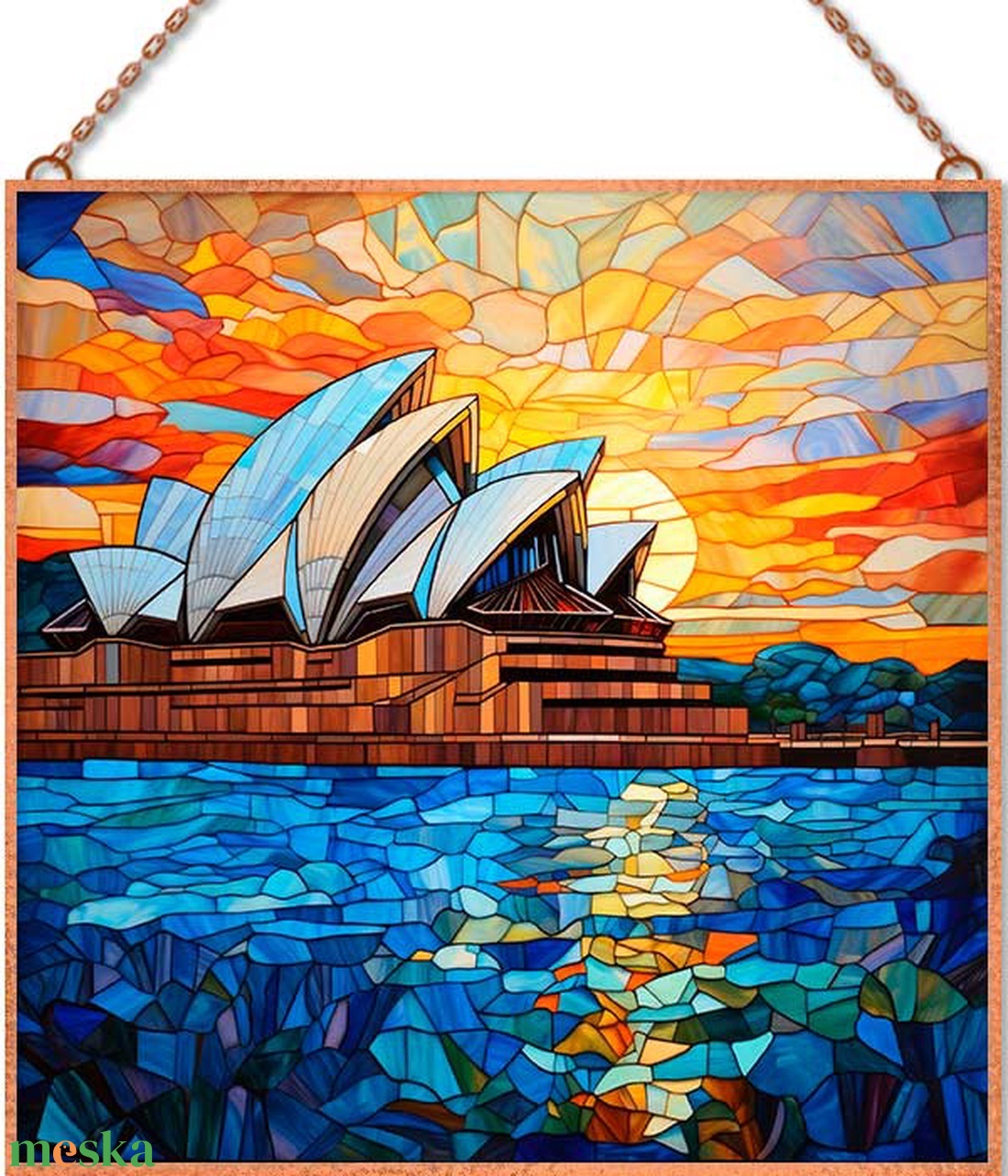 Sidney - Ólomüveg stílusú üvegkép - otthon & életmód - dekoráció - kép & falikép - üvegkép - Meska.hu