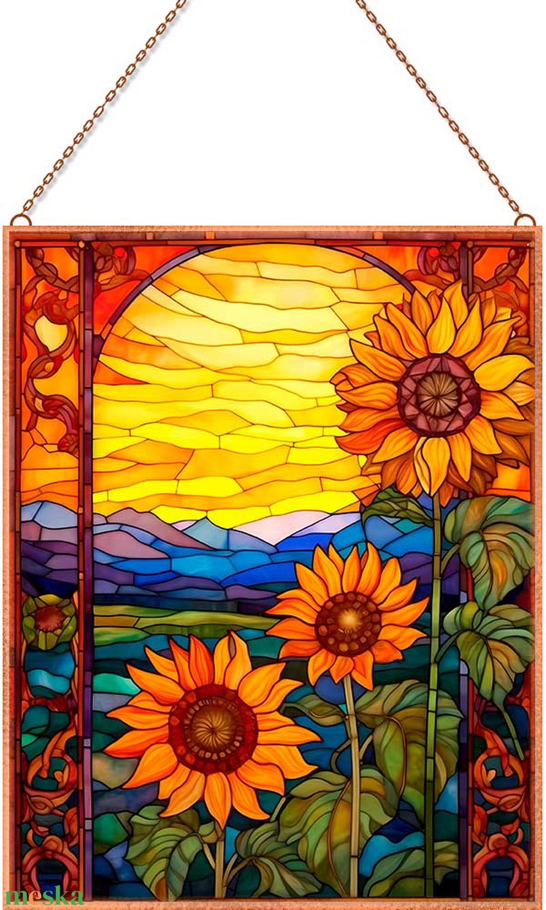 Virág - Ólomüveg stílusú üvegkép - otthon & életmód - dekoráció - kép & falikép - üvegkép - Meska.hu