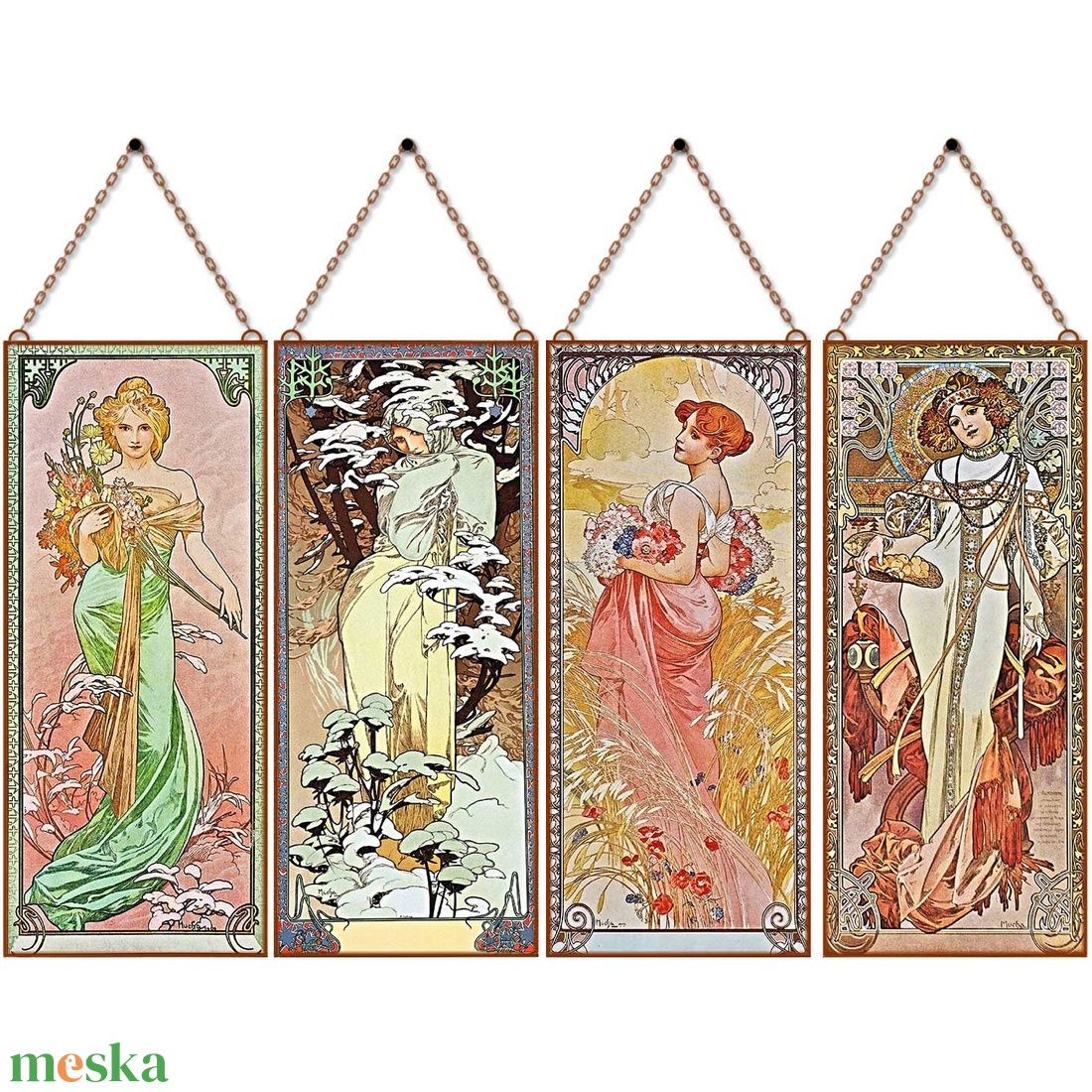 Alfons Mucha-Évszakok (garnitúra) - otthon & életmód - dekoráció - kép & falikép - üvegkép - Meska.hu Alfons Mucha-Évszakok (garnitúra) - otthon & életmód - dekoráció - kép & falikép - üvegkép - Meska.hu