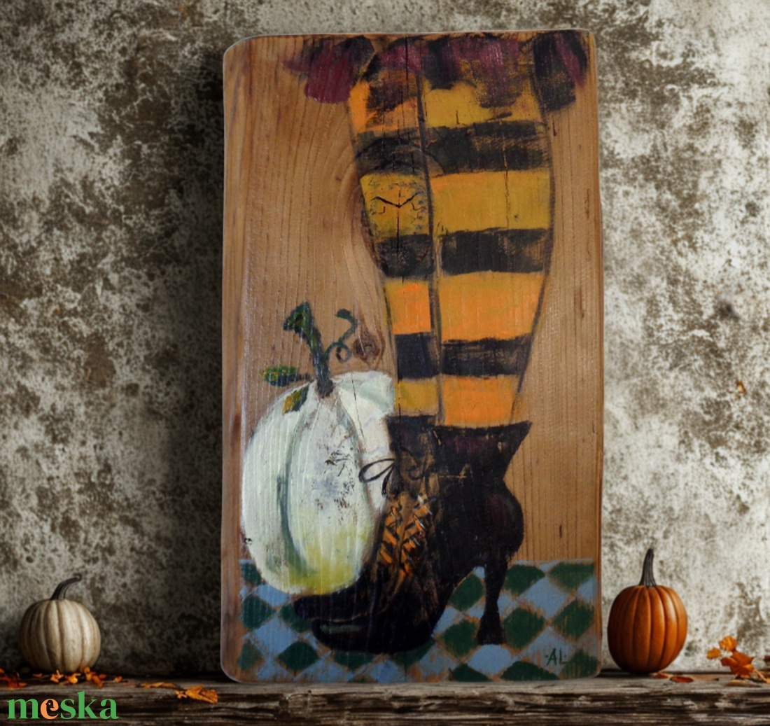 Boszorka cipő - Rusztikus Fatábla, Ajándék ötlet - Egyedi Falidísz, Halloween, Dísztök - otthon & életmód - dekoráció - fali és függő dekoráció - falra akasztható dekor - Meska.hu