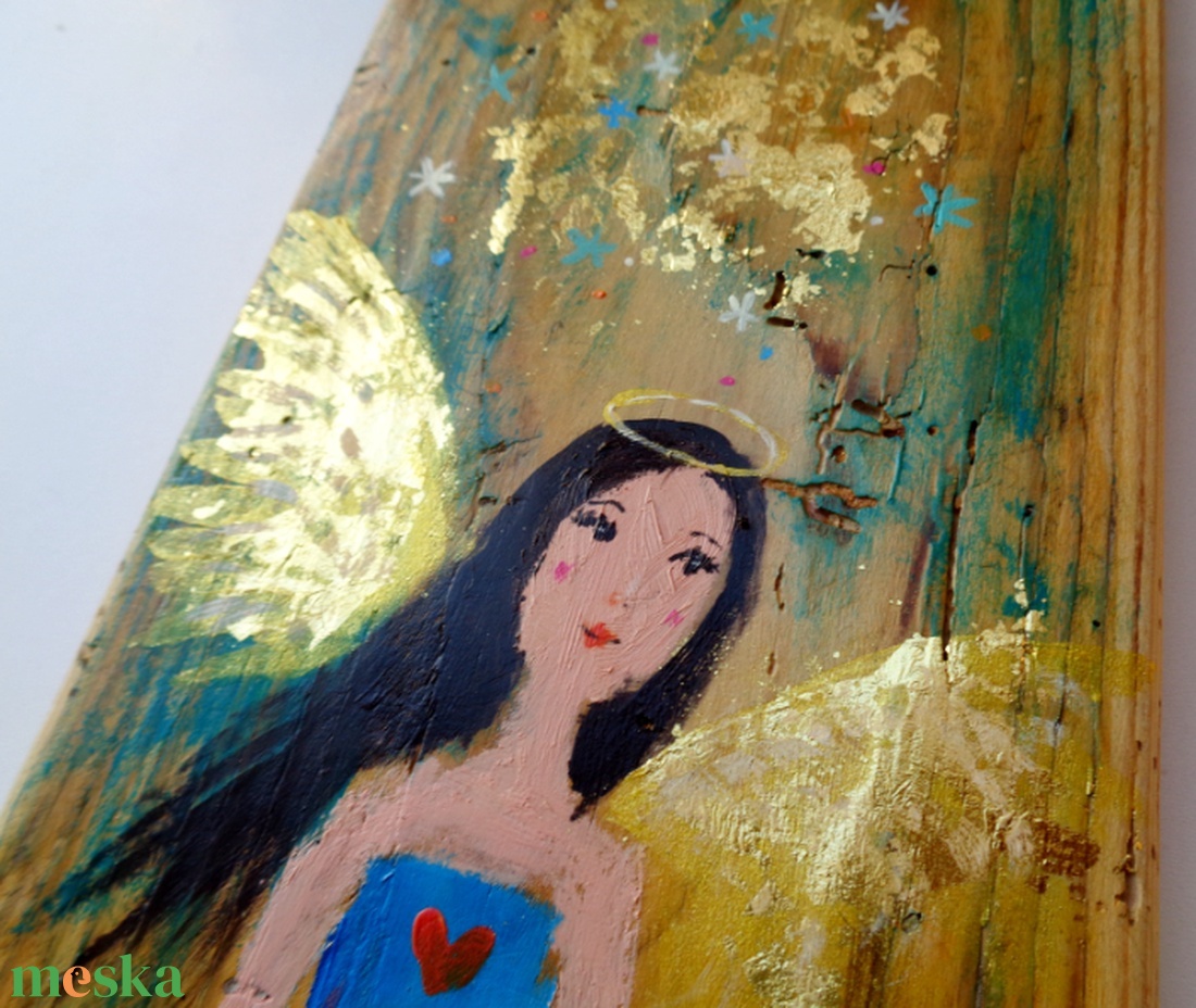 Arany szárny - Rusztikus Festett Fatábla - Falra akasztható - Ajándék ötlet - Angyal, Gyerekszoba - otthon & életmód - dekoráció - fali és függő dekoráció - függődísz - Meska.hu Arany szárny - Rusztikus Festett Fatábla - Falra akasztható - Ajándék ötlet - Angyal, Gyerekszoba - otthon & életmód - dekoráció - fali és függő dekoráció - függődísz - Meska.hu