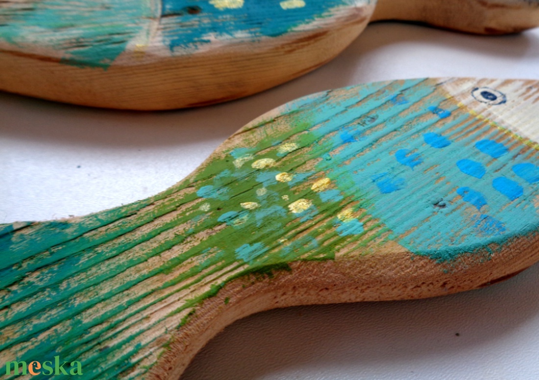 2 Aranyozott Rusztikus Fa Halacska - Ajándék ötlet, Gyerekszoba, Egyedi Falidísz, Hal - otthon & életmód - dekoráció - fali és függő dekoráció - falra akasztható dekor - Meska.hu