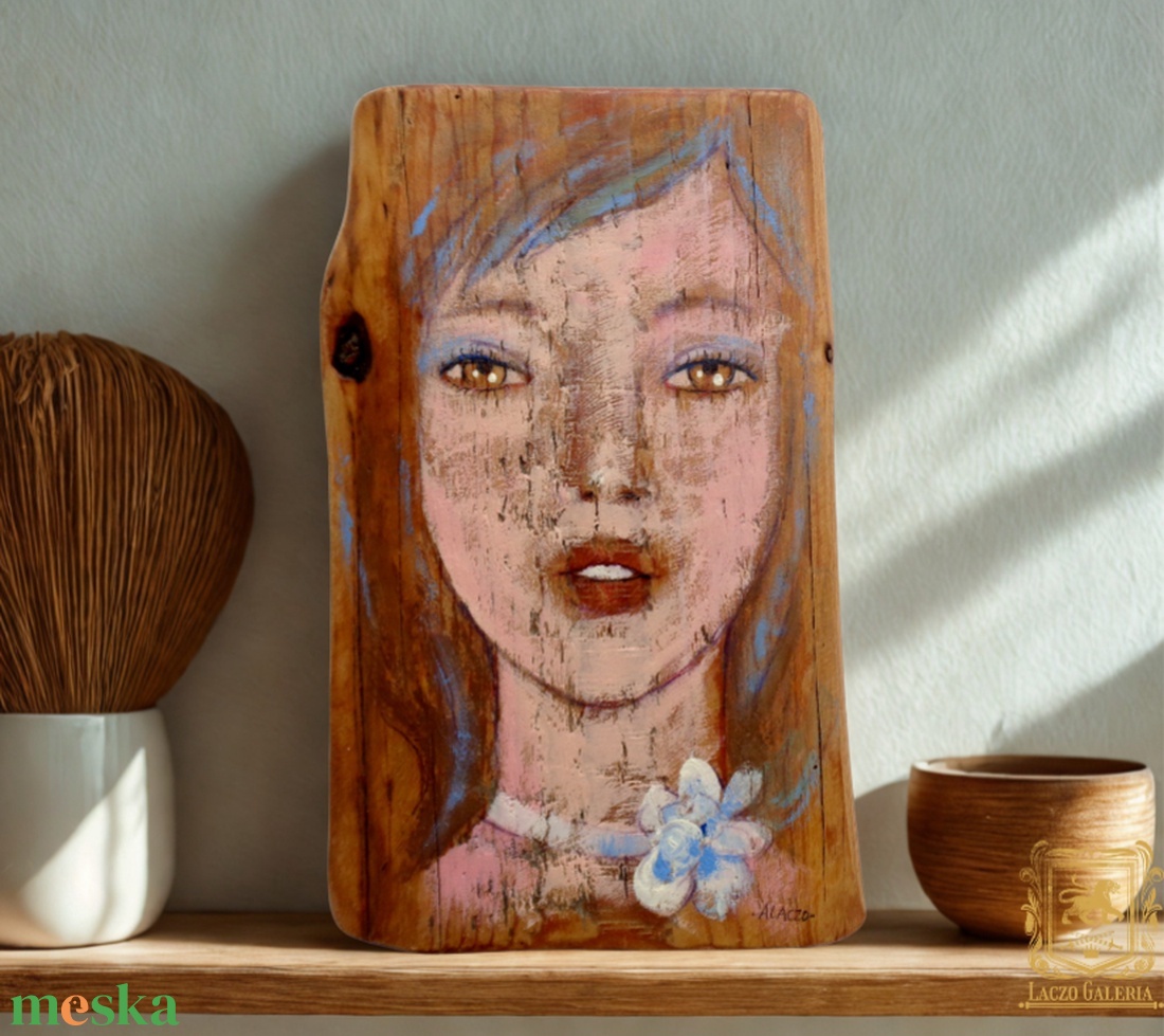 Léna -  Rusztikus Fa Dekoráció, Falikép, Falidísz, Ajándék ötlet, portré - otthon & életmód - dekoráció - fali és függő dekoráció - falra akasztható dekor - Meska.hu