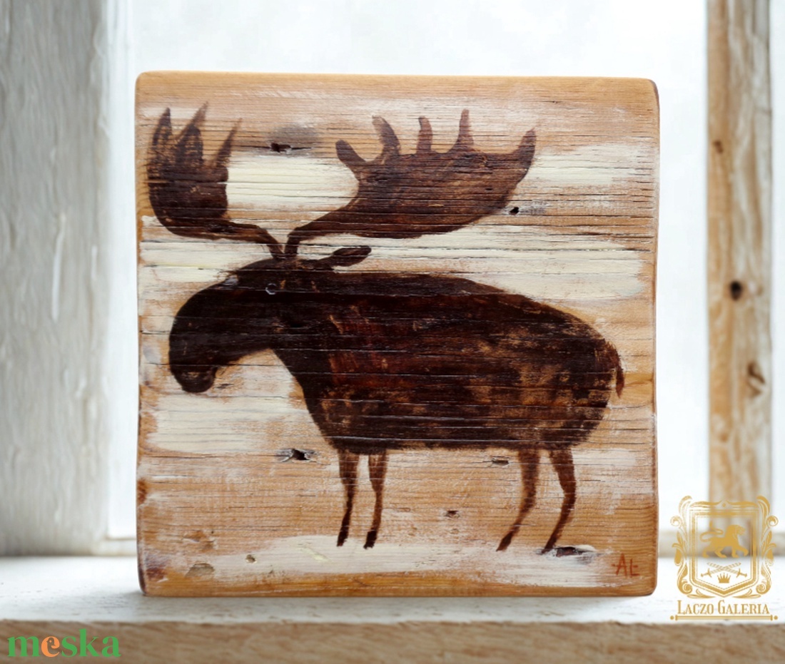Jávorszky - Rusztikus Festett Fatábla - Falra akasztható - Ajándék ötlet - Szarvas, Jávorszarvas - otthon & életmód - dekoráció - fali és függő dekoráció - falra akasztható dekor - Meska.hu
