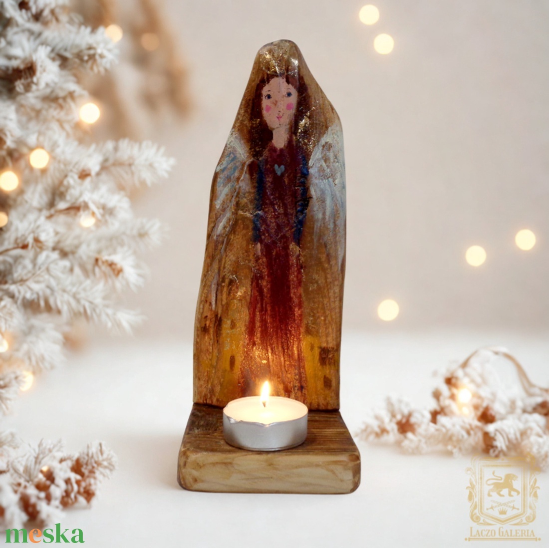 Rusztikus Fa Mécsestartó - Ajándék ötlet - Karácsony, Dekoráció, Angyal, Tündér, Gyerekszoba - otthon & életmód - dekoráció - fali és függő dekoráció - függődísz - Meska.hu