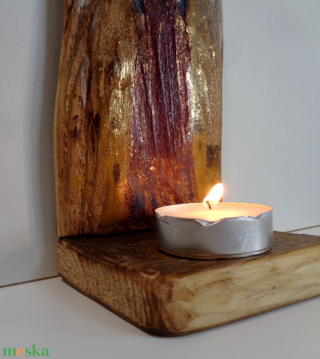 Rusztikus Fa Mécsestartó - Ajándék ötlet - Karácsony, Dekoráció, Angyal, Tündér, Gyerekszoba - otthon & életmód - dekoráció - fali és függő dekoráció - függődísz - Meska.hu
