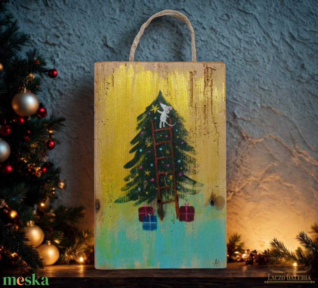 A legfelső csillag - Egyedi dekoráció, ajándék ötlet, Gyerekszoba, Karácsony, Kisegér - otthon & életmód - dekoráció - fali és függő dekoráció - falra akasztható dekor - Meska.hu