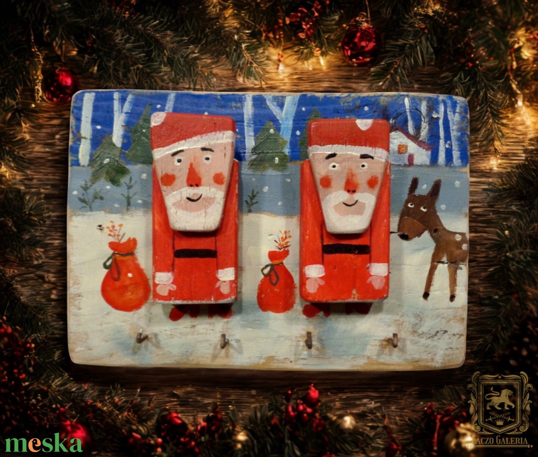 2 Télapó  - fogas/akasztó - Rusztikus Fatábla, Vicces Ajándék ötlet - Egyedi Falidísz - Mikulás, Télapó - otthon & életmód - bútor - fogas - Meska.hu