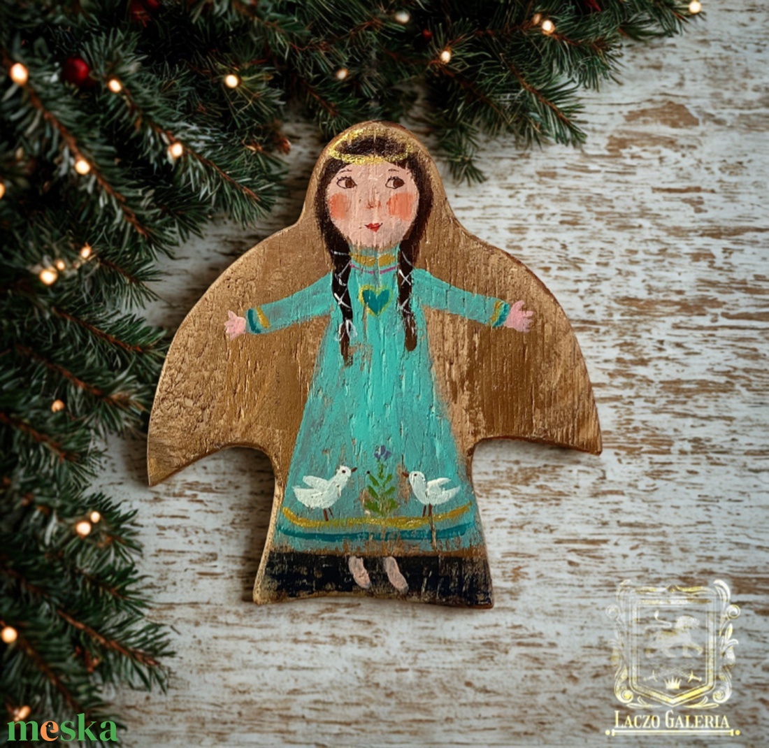 Angyalszárny - Rusztikus Festett Fatábla - Falra akasztható - Ajándék ötlet - Angyal, Gyerekszoba - otthon & életmód - dekoráció - fali és függő dekoráció - függődísz - Meska.hu