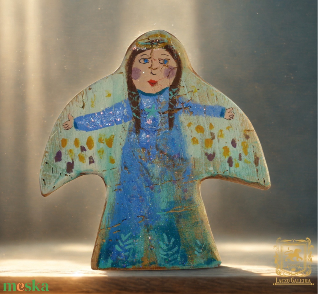 Angyalszárny - Rusztikus Festett Fatábla - Falra akasztható - Ajándék ötlet - Angyal, Gyerekszoba - otthon & életmód - dekoráció - fali és függő dekoráció - függődísz - Meska.hu