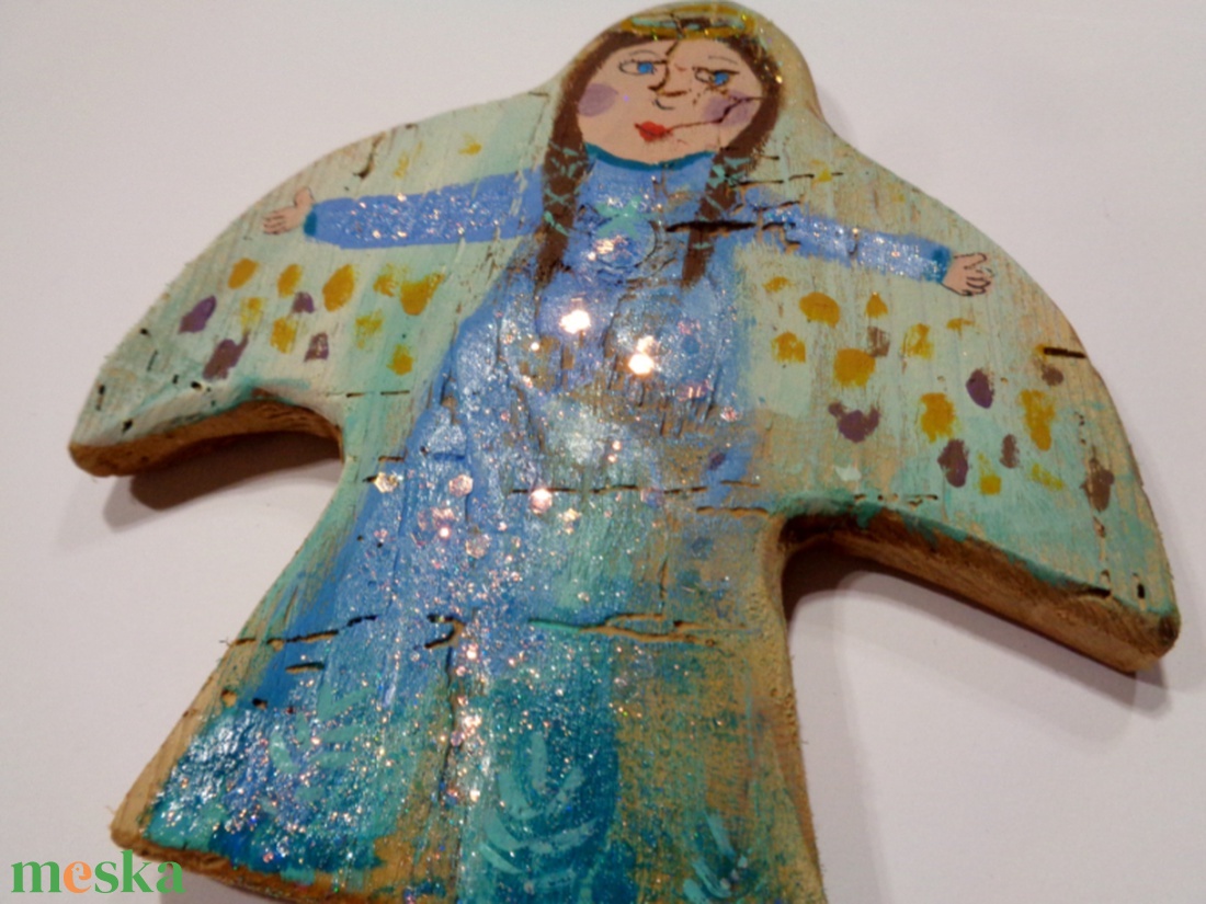 Angyalszárny - Rusztikus Festett Fatábla - Falra akasztható - Ajándék ötlet - Angyal, Gyerekszoba - otthon & életmód - dekoráció - fali és függő dekoráció - függődísz - Meska.hu