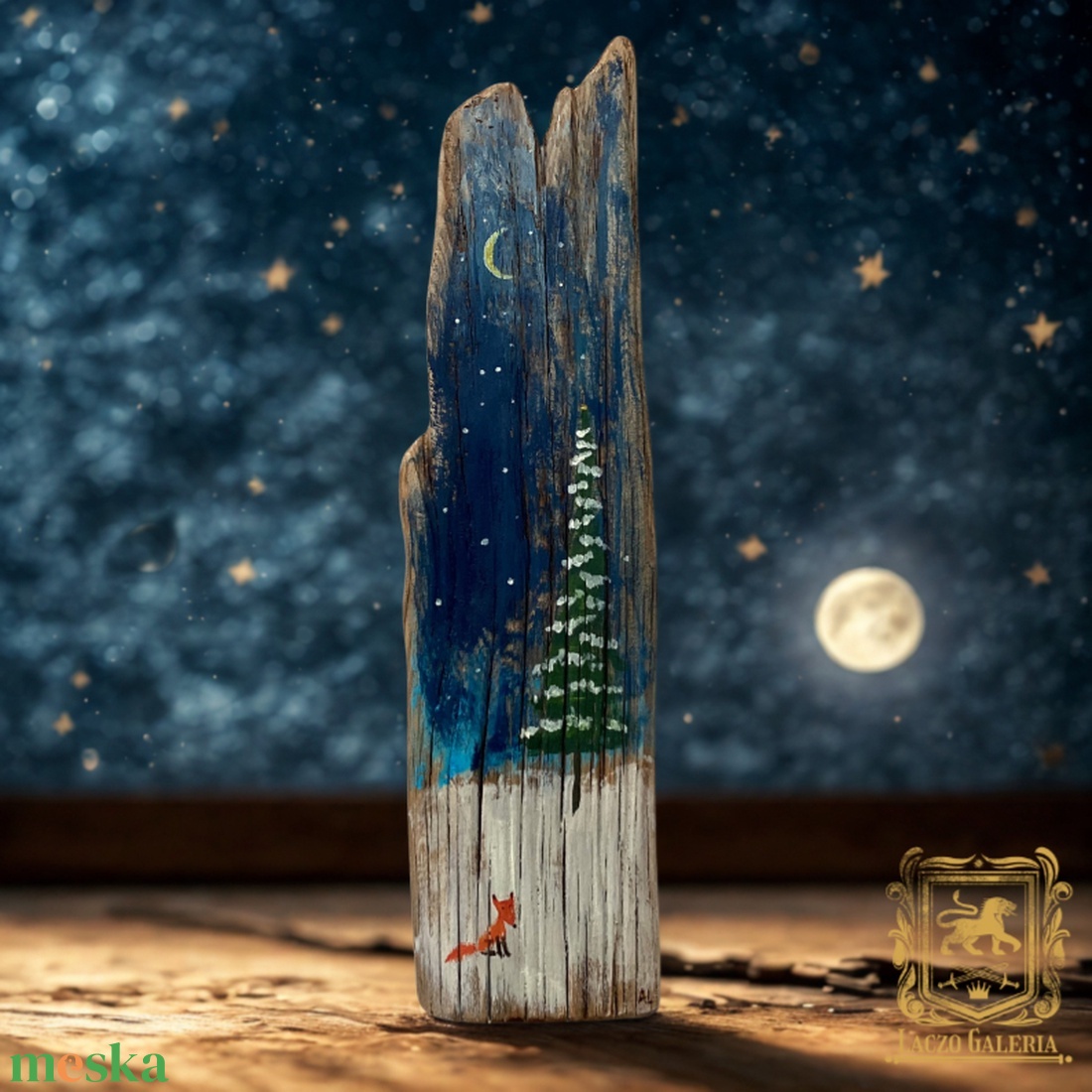 Kire vár a kis róka? - Rusztikus Festett Fatábla - Falra akasztható - Ajándék ötlet - Karácsonyfa - Karácsony - Róka - otthon & életmód - dekoráció - fali és függő dekoráció - falra akasztható dekor - Meska.hu