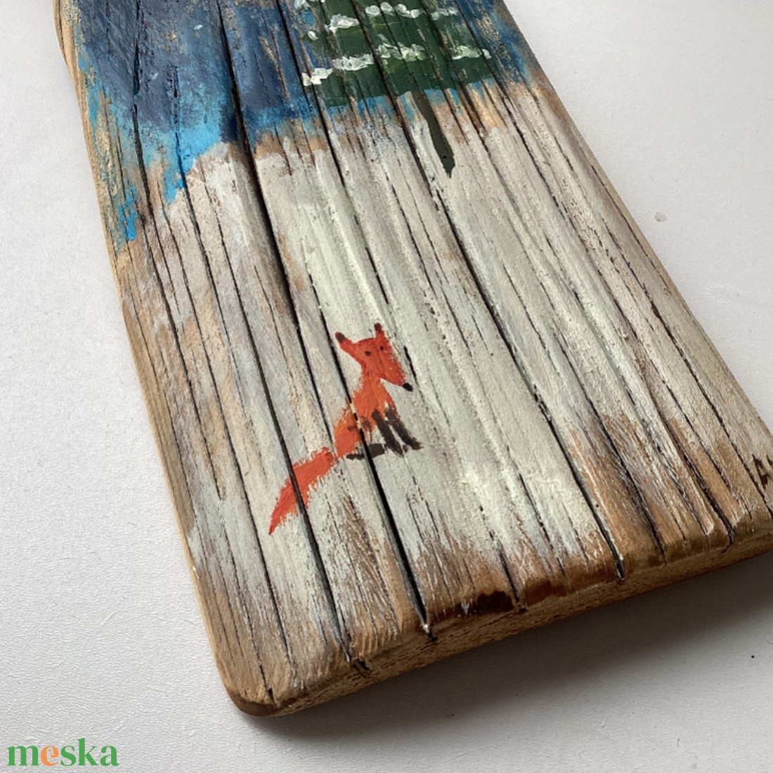 Kire vár a kis róka? - Rusztikus Festett Fatábla - Falra akasztható - Ajándék ötlet - Karácsonyfa - Karácsony - Róka - otthon & életmód - dekoráció - fali és függő dekoráció - falra akasztható dekor - Meska.hu