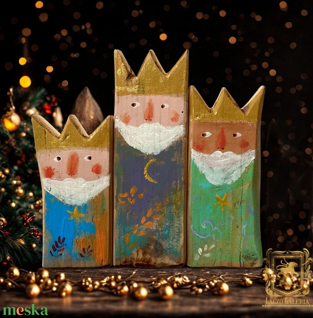 3 Királyok - Rusztikus Festett Fatábla - Falra akasztható - Karácsonyi Ajándék ötlet - Gyerekszoba - otthon & életmód - dekoráció - fali és függő dekoráció - függődísz - Meska.hu